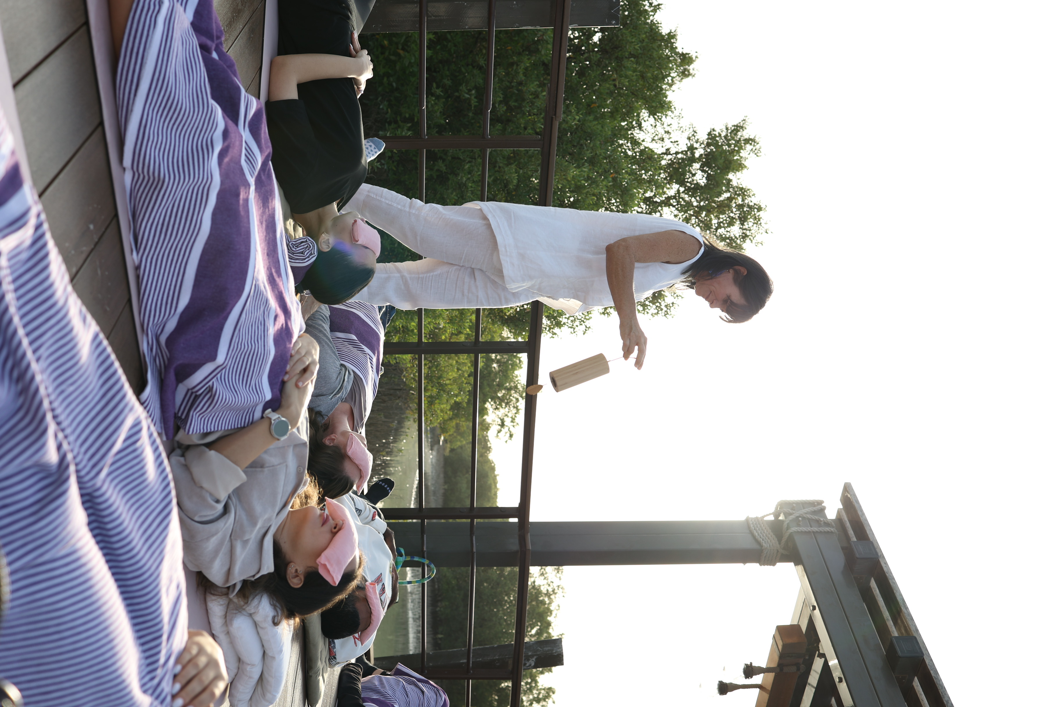 Person in meditative breathing practice